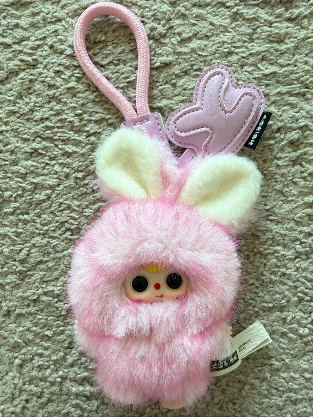 Baby Three Super Mini Little Bunny Pink Plush Keychain